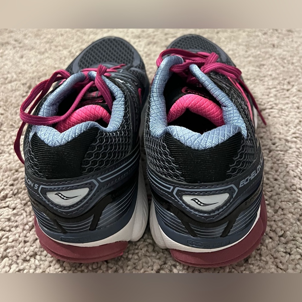 Saucony Echelon power Grid 7.5 black, blue, pink & purple lace up sneakers - Picture 3 of 7